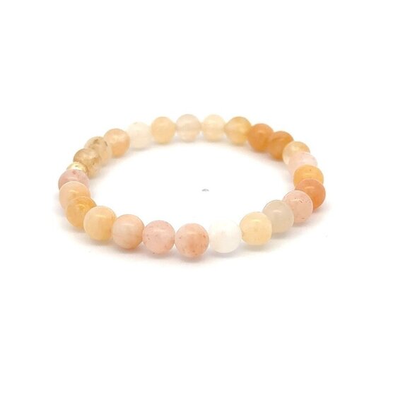 Natural Aventurine Multicolor 6mm Stretchable Bracelet 18k Gold Bead Charm - Picture 4 of 4